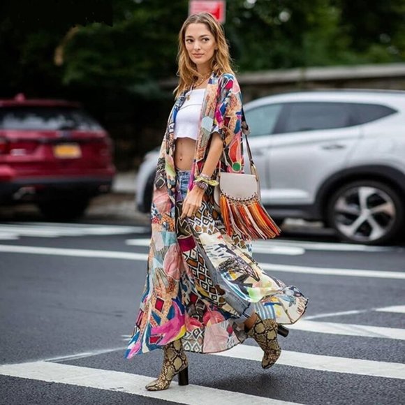 NWT Boho Beautiful Summer Kimono Tribal Duster, OS - Picture 3 of 6